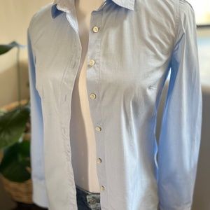 J Crew Stretch Perfect Oxford Shirt - EUC - Pale Blue, Size XXS